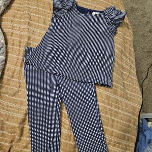 Navy Polka Dot Top and Pants Set